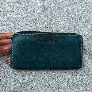 Portland Leather Goods Accordion Zip Wallet in the color lagoon